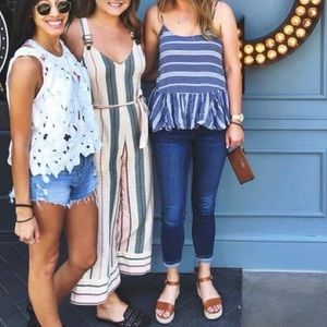 Billabong Striped Overall Jumpsuit